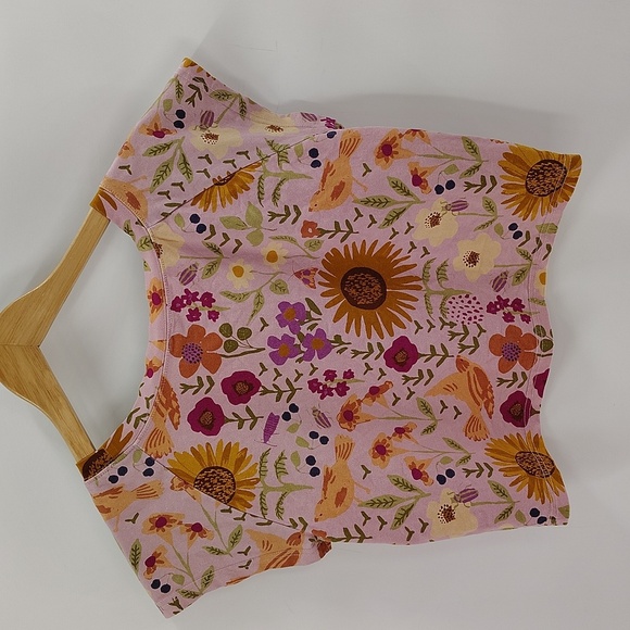 Princess Highway Pink Floral Crop Top Size 14 Girls Small Adult Stretch - Picture 7 of 7